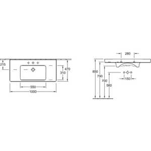 Раковина мебельная Villeroy Boch Subway 2.0 100х47см с 1 отв белый альпин (7175 A001)