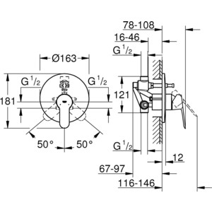 Смеситель для ванны Grohe BauEdge с механизмом (29079000)