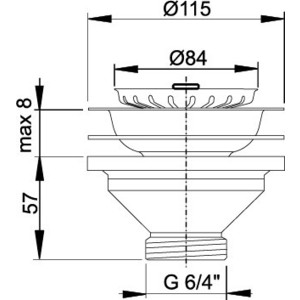 Слив для кухонной мойки AlcaPlast с нержавеющей решеткой D115 (A37)