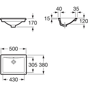 Раковина врезная Roca Diverta 50х38 (327114000)