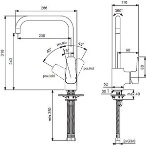 Смеситель для кухни Ideal Standard Ceraplan III B0725AA для кухонной мойки