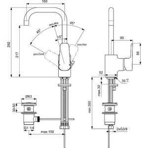 Смеситель для раковины Ideal Standard Ceraplan III с донным клапаном (B0706AA)