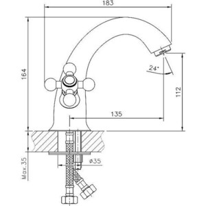 Смеситель для раковины Haiba HB19-5 сатин (HB1019-5)