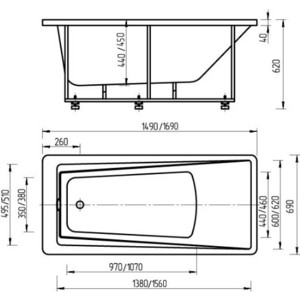Акриловая ванна Aquatek Либра 170х70 каркас, слив-перелив (LIB170-0000006)