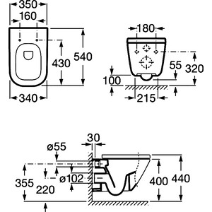 Комплект унитаза Roca Gap Clean Rim Duplo WC с инсталляцией, кнопкой, сиденьем микролифт (34647L000, 801472004, 458.125.21.1)