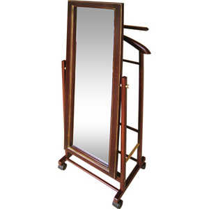 Вешалка костюмная с зеркалом на колесах Мебелик В 24Н средне-коричневый (П0001133) стол сервировочный мебелик бридж средне коричневый п0001996