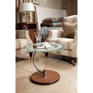 Стол журнальный Мебелик Дуэт 13Н металлик, средне-коричневый, прозрачное (П0005440) стол журнальный мебелик саут 6с прозрачное п0004029