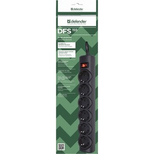 Сетевой фильтр Defender DFS 155 5м 6 розеток black