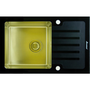 Кухонная мойка Seaman Eco Glass SMG-780B.B Gold PVD кухонная мойка seaman eco marino sme 490 gs a gold satin