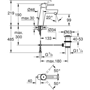 Смеситель для раковины Grohe Concetto с донным клапаном (23450001)