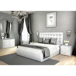 Кровать Lonax Аврора с основанием экокожа albert white (160x190 см)