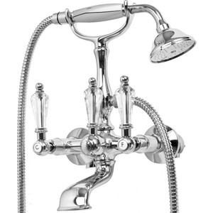 Смеситель для ванны Cezares Diamond с ручным душем, хром, ручки Swarovski (Diamond-VD-01-Sw-old) смеситель для ванны iddis ray с ручным душем raybl02i02