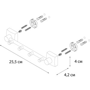 Планка с 4 крючками Fixsen Kvadro (FX-61305-4)