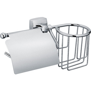 Держатель туалетной бумаги и освежителя Fixsen Kvadro с крышкой, хром (FX-61309+10) держатель для туалетной бумаги fixsen otel с крышкой