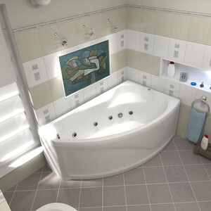 Акриловая ванна BAS Николь 170x100 правая, с каркасом, фронтальная панель (В 00028, Э 00028)