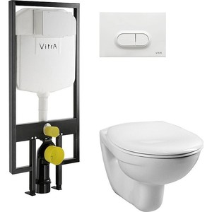 Комплект унитаза Vitra Normus унитаз с сиденьем + инсталляция + кнопка белая (9773B003-7201) комплект инсталляция с унитазом vitra stern 9016b083 7203