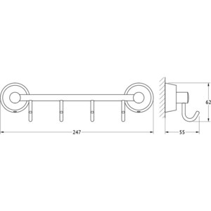 Планка с 4 крючками FBS Vizovice 25 см, хром (VIZ 025)
