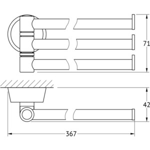 Полотенцедержатель поворотный FBS Vizovice тройной 37 см, хром (VIZ 045)