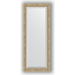 Зеркало с фацетом в багетной раме поворотное Evoform Exclusive 53x133 см, состаренное серебро с плетением 70 мм (BY 1152)
