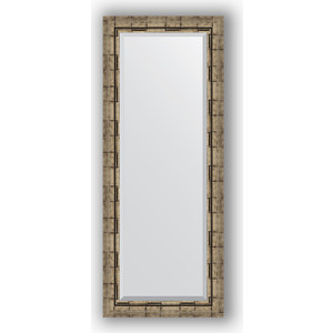 Зеркало с фацетом в багетной раме поворотное Evoform Exclusive 53x133 см, серебряный бамбук 73 мм (BY 1156)
