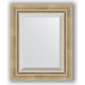 Зеркало с фацетом в багетной раме Evoform Exclusive 43x53 см, состаренное серебро с плетением 70 мм (BY 1354)