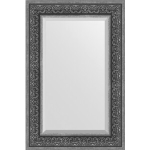 Зеркало с фацетом в багетной раме поворотное Evoform Exclusive 59x89 см, вензель серебряный 101 мм (BY 3423)
