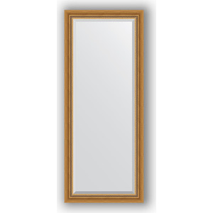 Зеркало с фацетом в багетной раме поворотное Evoform Exclusive 63x153 см, состаренное золото с плетением 70 мм (BY 3561)