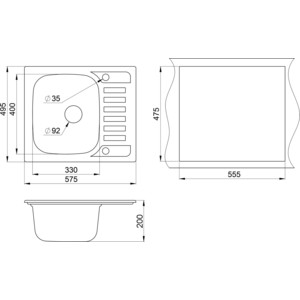 Кухонная мойка и смеситель Granula GR-5801, GR-2015 черный