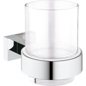 Стакан для ванной Grohe Essentials Cube с держателем (40755001) подвесной безободковый унитаз с сиденьем микролифт bond cube f04 108