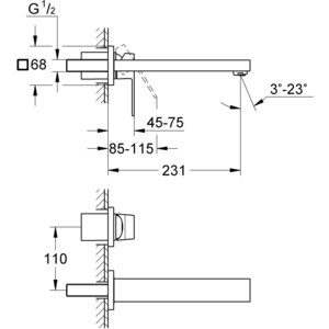 Смеситель для раковины Grohe Eurocube на 2 отверстия, для 23200 (23447000)