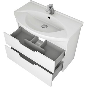 Мебель для ванной Dreja Laguna Plus 85 с ящиками, белый глянец