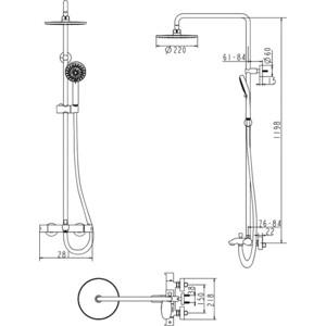 Душевая система Bravat Waterfall с термостатом, хром (F639114C-A2-RUS)