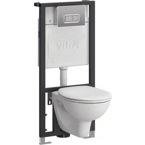 Комплект унитаза Vitra Arkitekt унитаз с сиденьем + инсталляция + кнопка хром (9005B003-7211) монтажный элемент для подвесного унитаза cersanit vector a64183