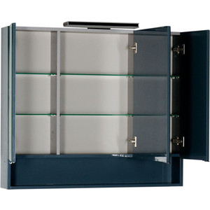 Зеркальный шкаф Aquanet Виго 100 с светильником, сине-серый (183359, 181660)