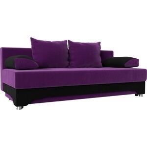 Диван-еврокнижка АртМебель Ник-2 микровельвет фиолетово-черн диван еврокнижка мебелико венеция микровельвет фиолетово черн