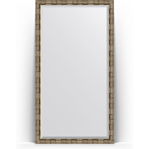 Зеркало напольное с фацетом Evoform Exclusive Floor 108x198 см, в багетной раме - серебряный бамбук 73 мм (BY 6147)