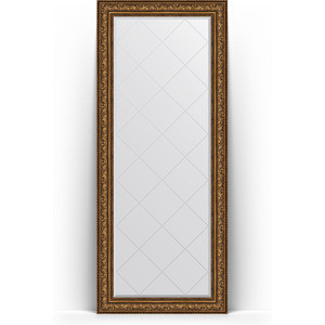 Зеркало напольное с гравировкой Evoform Exclusive-G Floor 85x205 см, в багетной раме - виньетка состаренная бронза 109 мм (BY 6337)