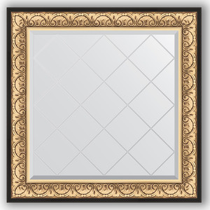 Зеркало с гравировкой Evoform Exclusive-G 90x90 см, в багетной раме - барокко золото 106 мм (BY 4337)