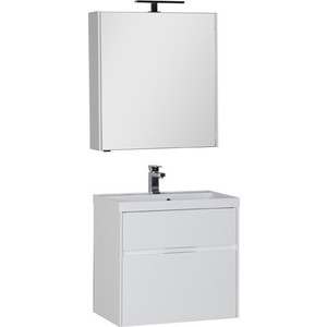 Мебель для ванной Aquanet Латина 70 два ящика, белый зеркальный шкаф aquanet латина 80 белый 00179635