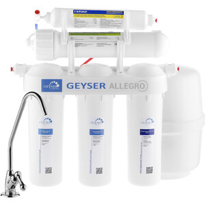 Фильтр обратного осмоса Гейзер Аллегро с пластиковым баком 12л., кран 3 (20036) кран для чистой воды гейзер 7 25140