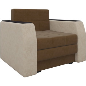 Кресло-кровать Мебелико Атлант микровельвет коричнево-бежевый интерьерная кровать артмебель камилла эко кожа коричнево бежевый