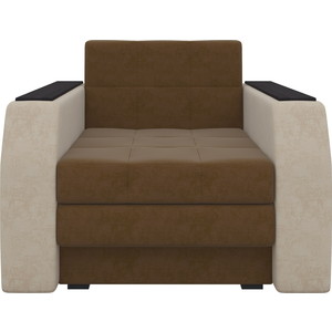 Кресло-кровать Мебелико Атлант микровельвет коричнево-бежевый