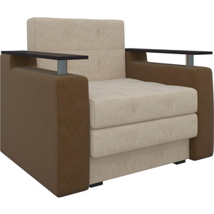 Кресло-кровать Мебелико Комфорт микровельвет бежево-коричневый