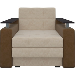 Кресло-кровать Мебелико Комфорт микровельвет бежево-коричневый