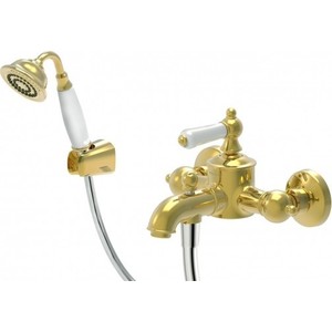 Смеситель для ванны Bravat Art с лейкой, золото (F675109G-B) смеситель для ванны bravat art с лейкой бронза f675109u b1 rus