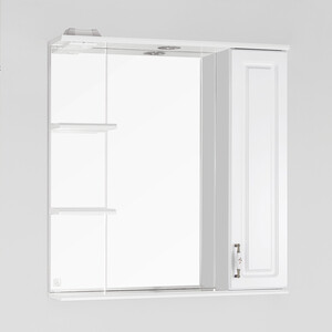 Зеркало-шкаф Style line Олеандр-2 Люкс 75 с подсветкой, белый (ЛС-00000051) зеркало style line атлантика 90 с подсветкой белое сс 00002213