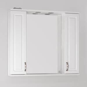 Зеркало-шкаф Style line Олеандр-2 Люкс 90 с подсветкой, белый (ЛС-00000242) зеркало шкаф style line венеция 90 с подсветкой белый 4650134470574
