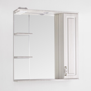 Зеркало-шкаф Style line Олеандр-2 Люкс 75 с подсветкой, рельеф пастель (ЛС-00000203) зеркало шкаф style line венеция 90 с подсветкой белый 4650134470574