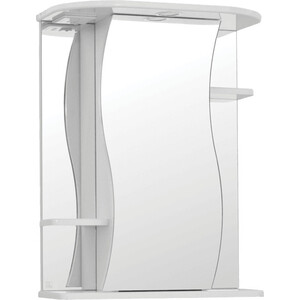 Зеркальный шкаф Style line Лилия 55 с подсветкой, белый (ЛС-00000119) зеркало шкаф style line панда волна 60 с подсветкой белый лс 00000131