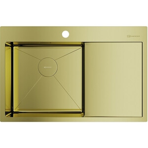 Кухонная мойка Omoikiri Akisame 78 LG-L светлое золото (4973085) сифон для кухонной мойки omoikiri wk 2c lg с прямоугольными переливами светлое золото 4956497